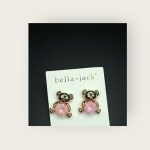 Gold Tone Teddy Bear Earrings by Bella Jack